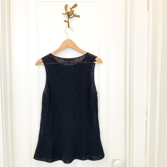 LOFT Black sleeveless crochet top - Picture 2 of 3
